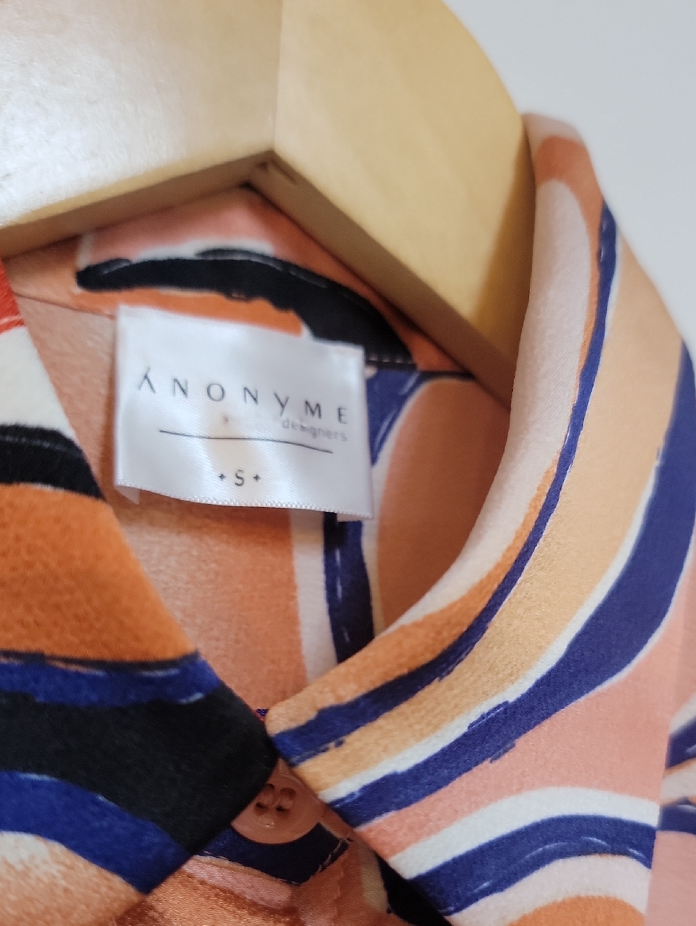 Societe Anonyme Peach and Navy Swirl Button-Up Top - Picture 3 of 9